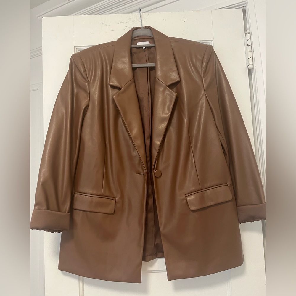We wore what - faux leather blazer- M